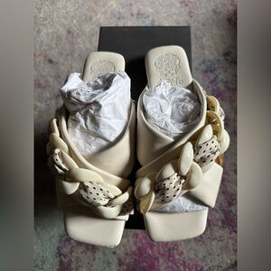 Vince Camuto Cream Chain-Link Slide Mules